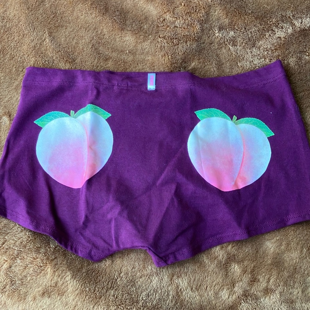 Victoria’s Secret PINK Eggplant purple peach print boyshort BNWOT size M